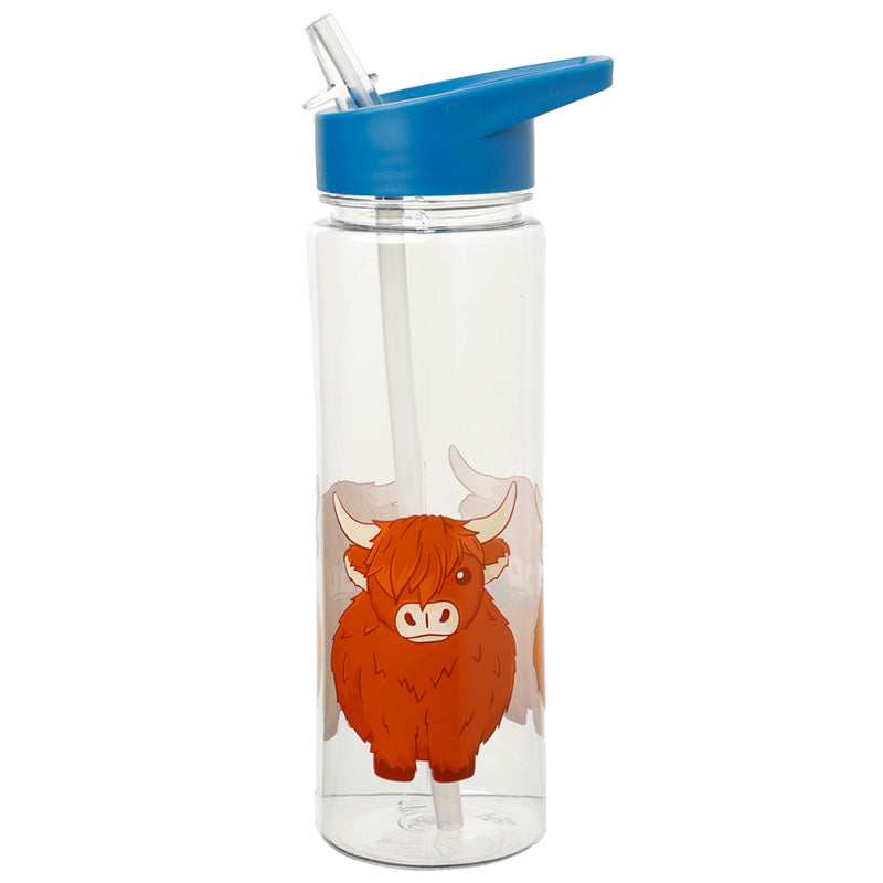 View Reusable Highland Coo Cow 550ml Water Bottle with Flip Straw information