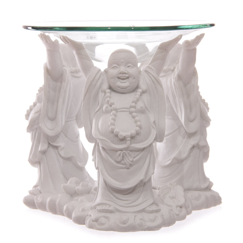 View Decorative White Chinese Buddha Oil Wax Burner with Glass Dish information