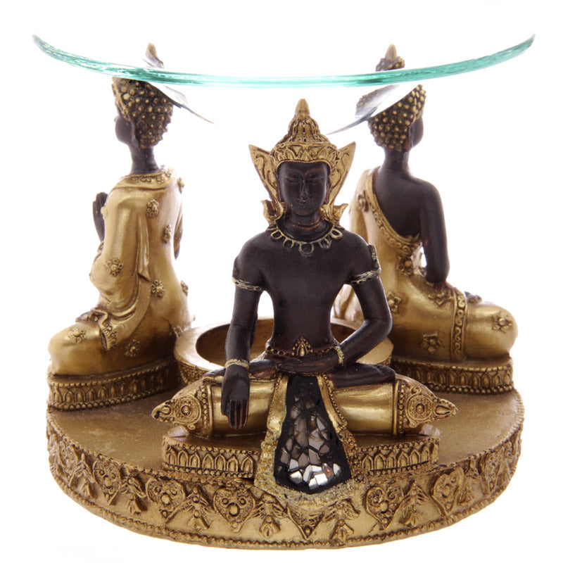 View Decorative Gold and Brown Thai Buddha Oil Wax Burner with Dish information