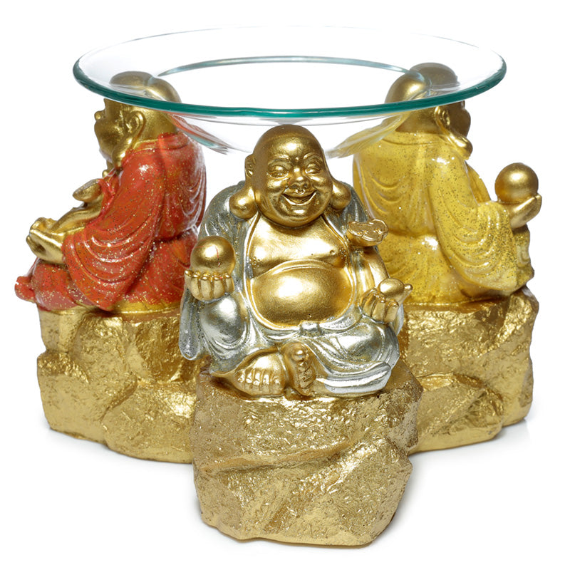 View Resin Oil Wax Burner Lucky Glitter Laughing Chinese Buddha information