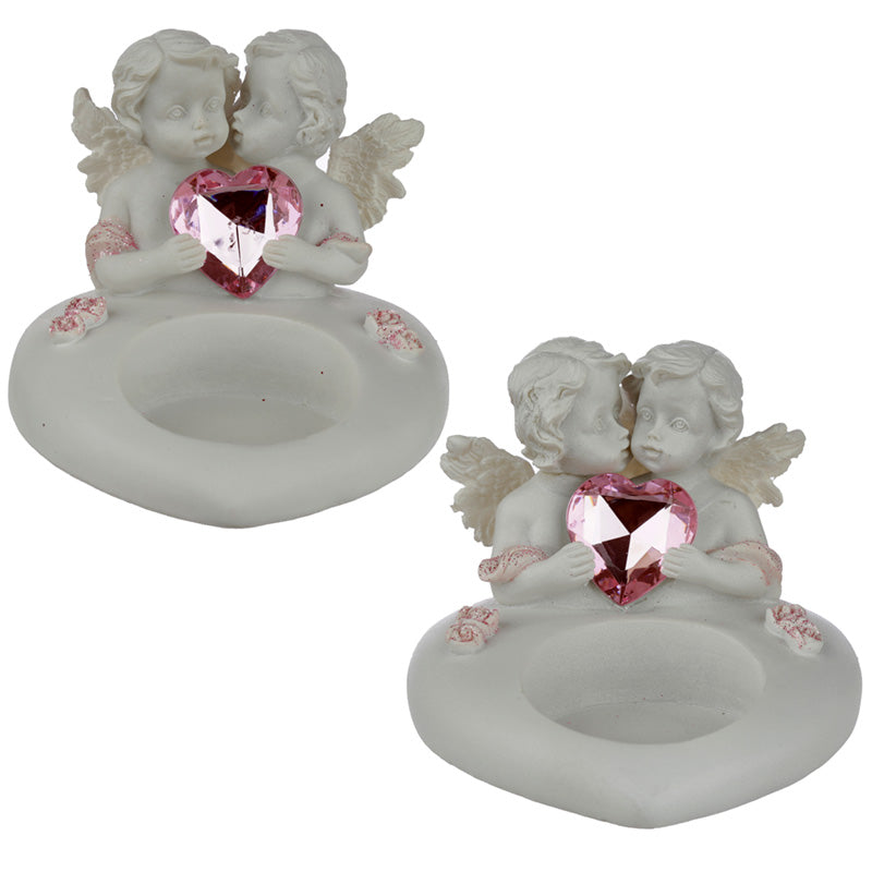 View Collectable Peace of Heaven Cherub Sweetheart Kisses Tea Light Candle Holder information