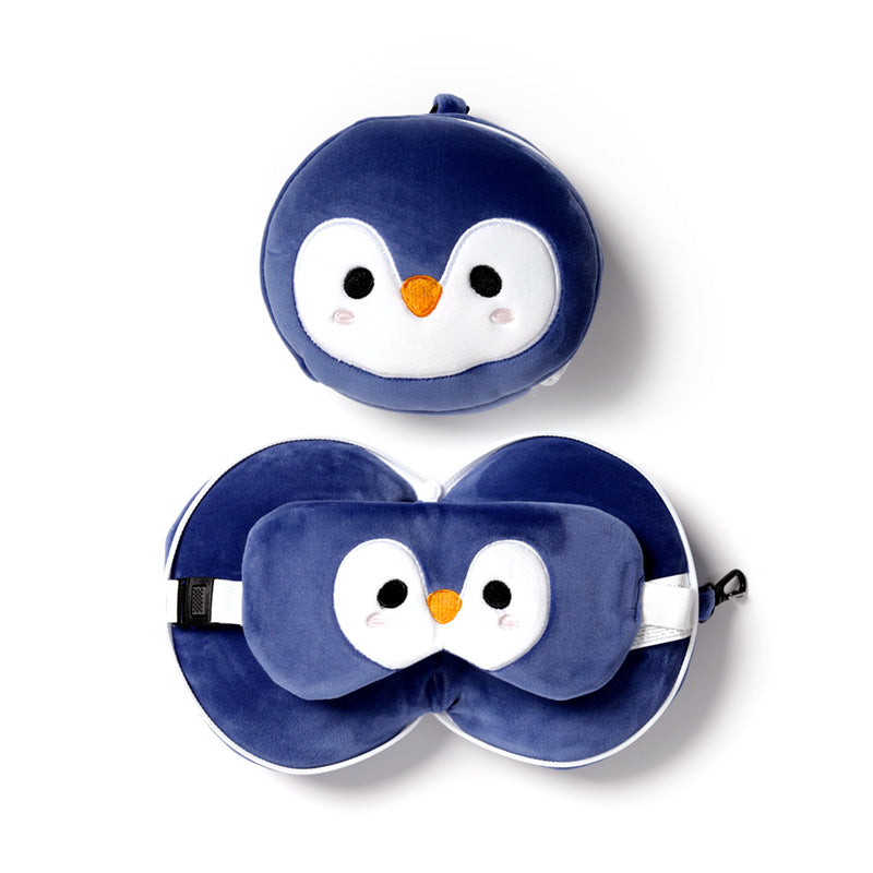 View Penguin Relaxeazzz Plush Round Travel Pillow Eye Mask Set information