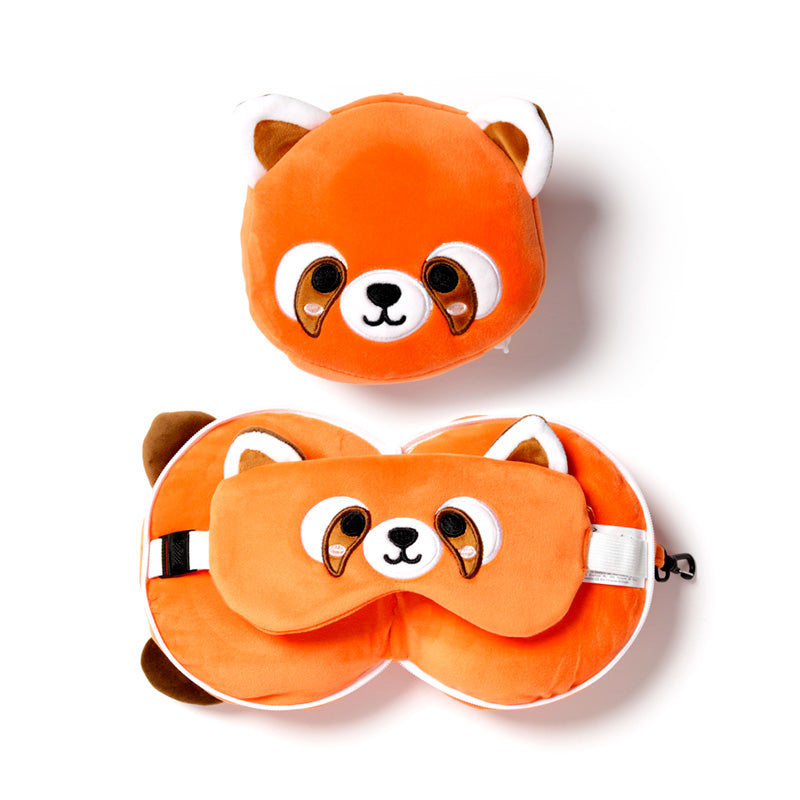 View Red Panda Relaxeazzz Plush Round Travel Pillow Eye Mask Set information