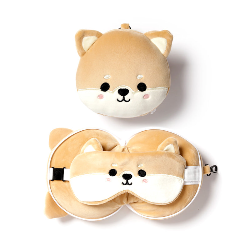 View Shiba Inu Dog Relaxeazzz Plush Round Travel Pillow Eye Mask Set information