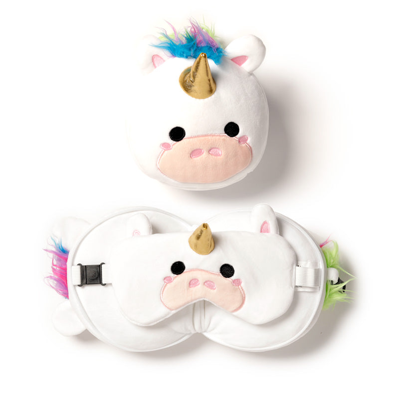 View Unicorn Relaxeazzz Plush Round Travel Pillow Eye Mask Set information