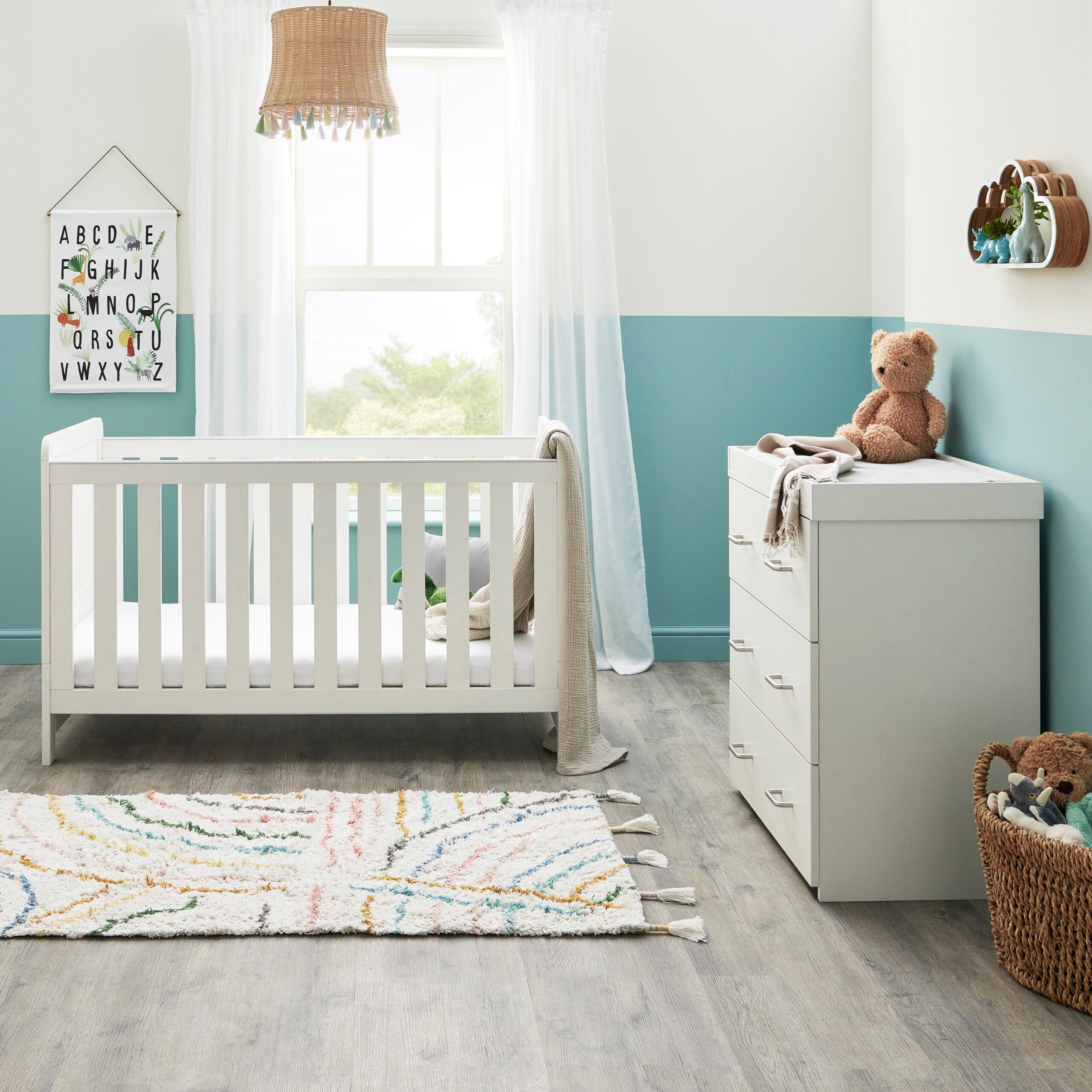 View Babymore Caro 2 Piece Nursery Room Set White Wash information