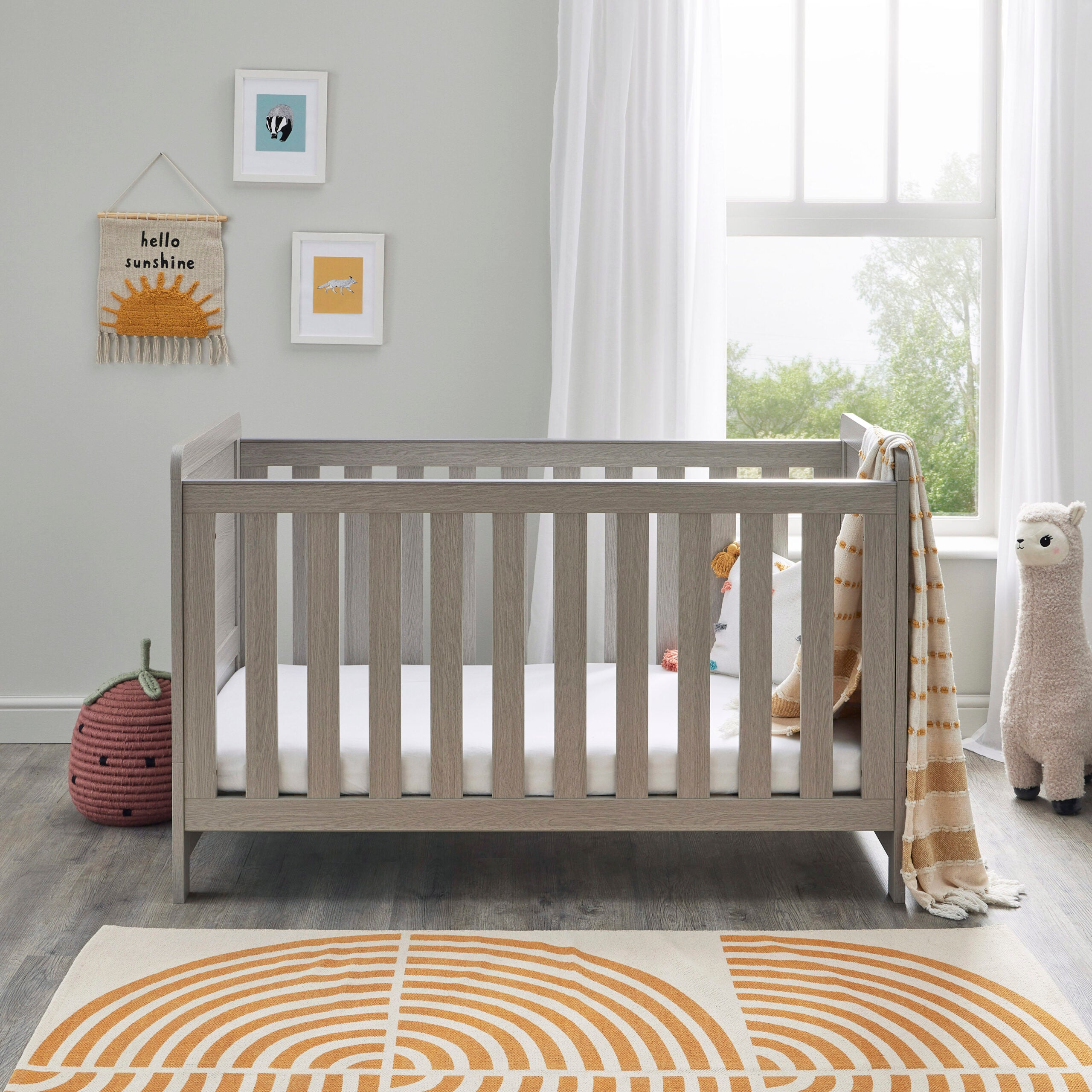 View Babymore Caro Cot Bed Grey Wash information