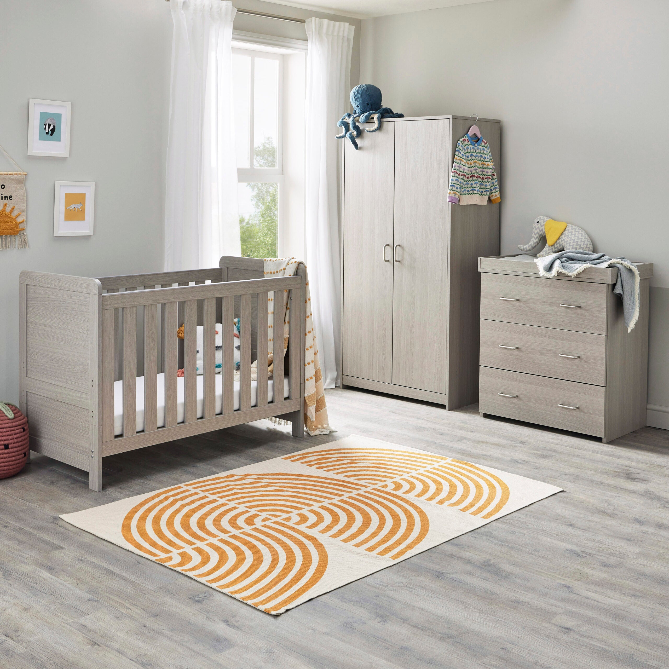 View Babymore Caro Mini 3 Piece Nursery Room Set Grey Wash information