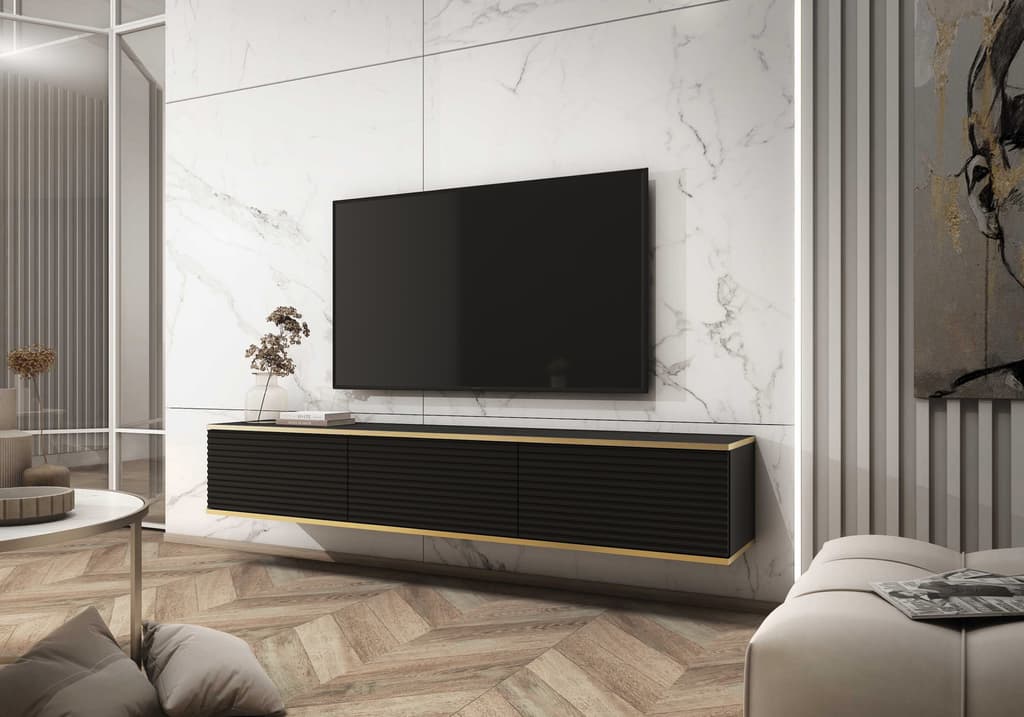 View Moro Floating TV Cabinet 175cm Black 175cm information