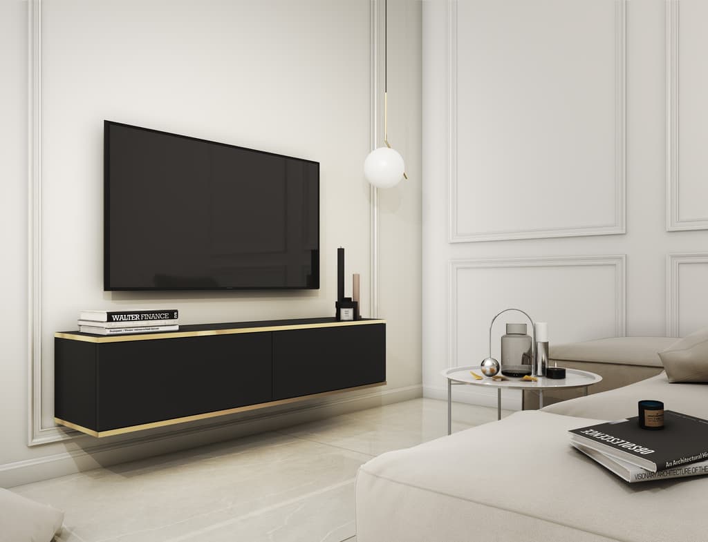 View Oro Floating TV Cabinet 135cm Black 135cm information