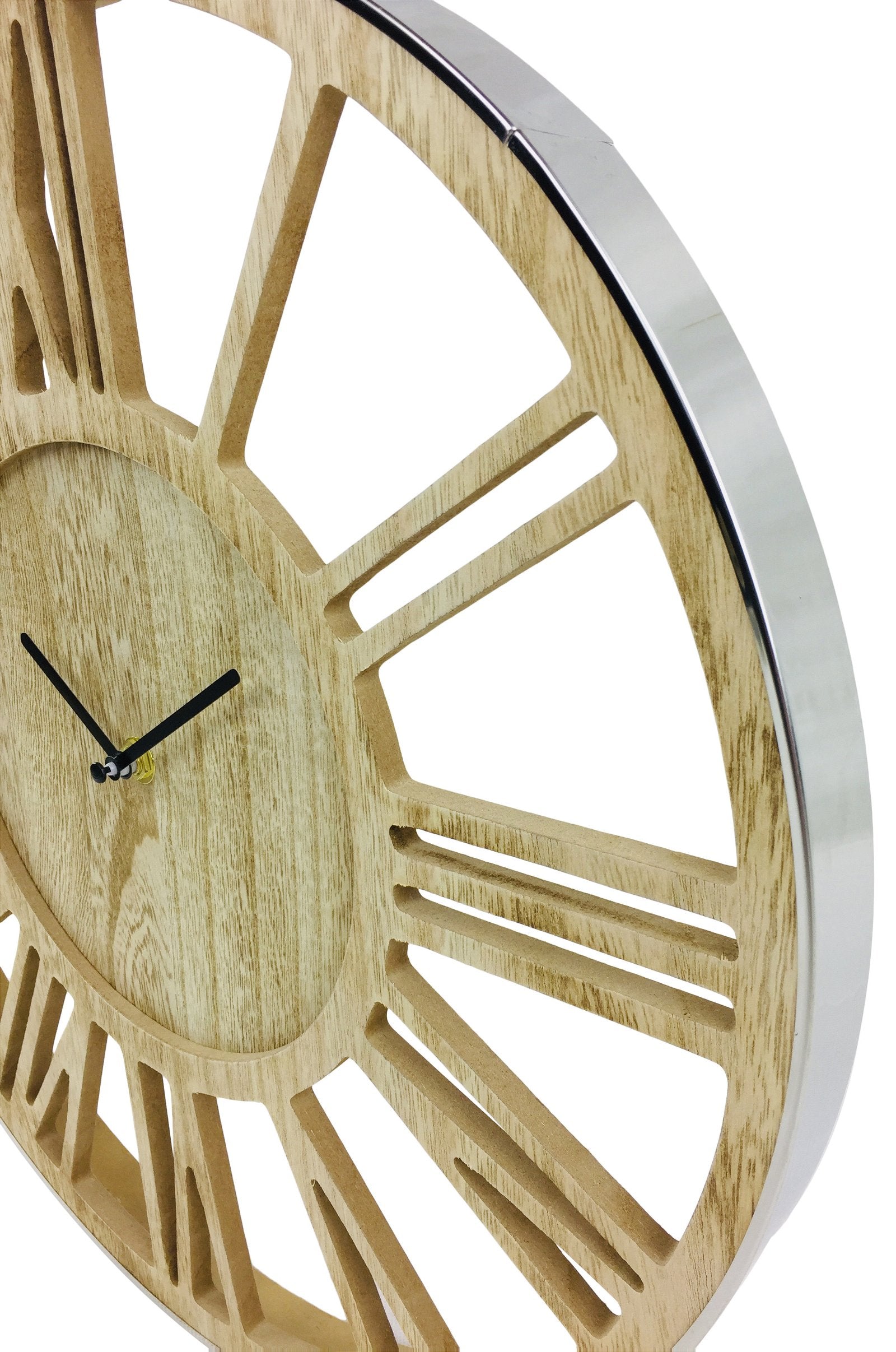 View Wooden Silver Clock 40cm information