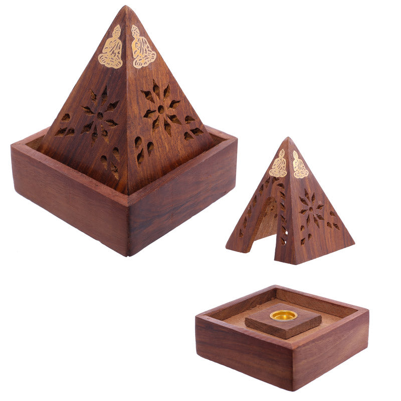 View Decorative Sheehsam Wood Incense Cone Pyramid Box information