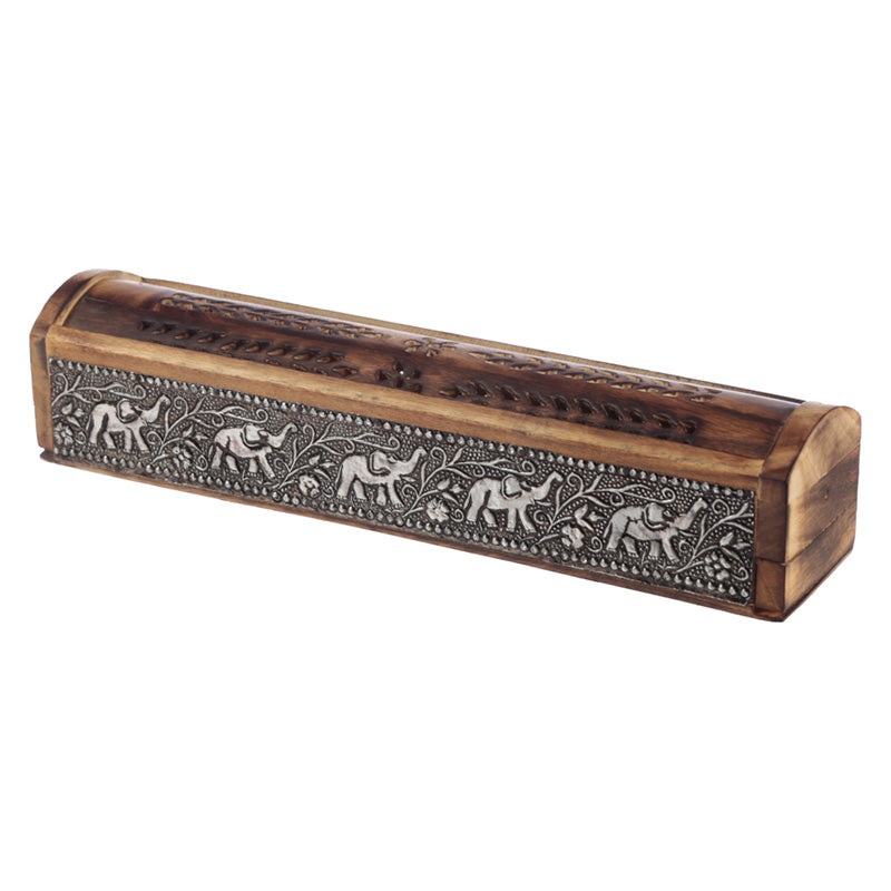 View Decorative Elephant Inlay Sliding Lid Wooden Incense Burner Box information