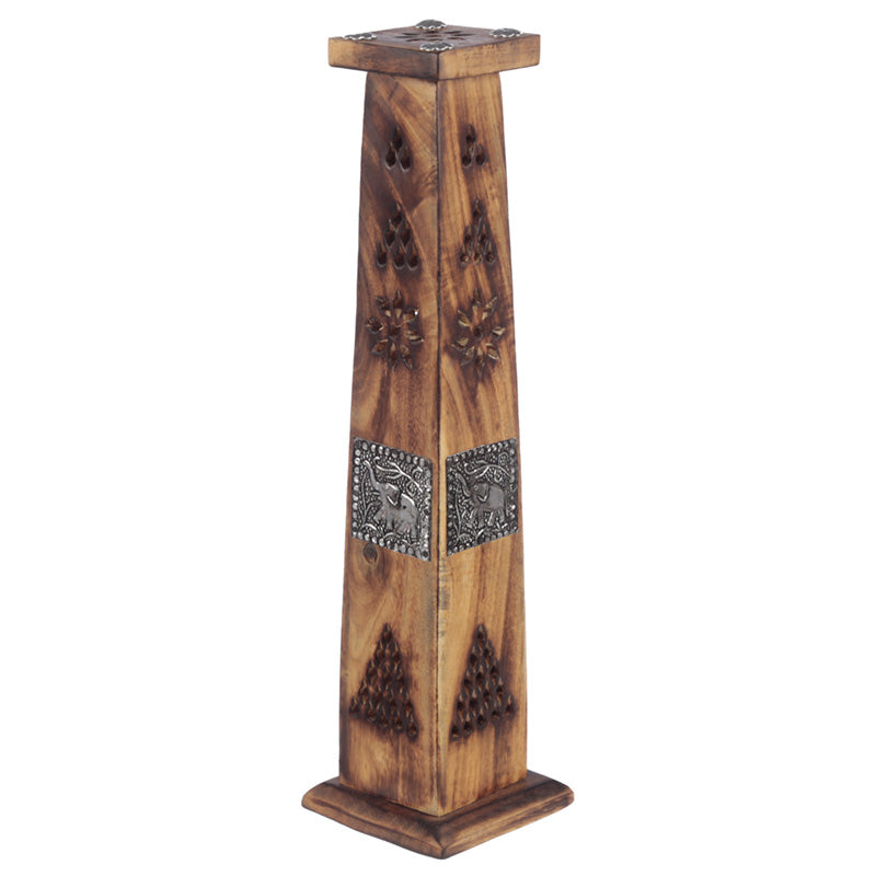 View Decorative Elephant Inlay Wooden Tower Incense Burner Box information