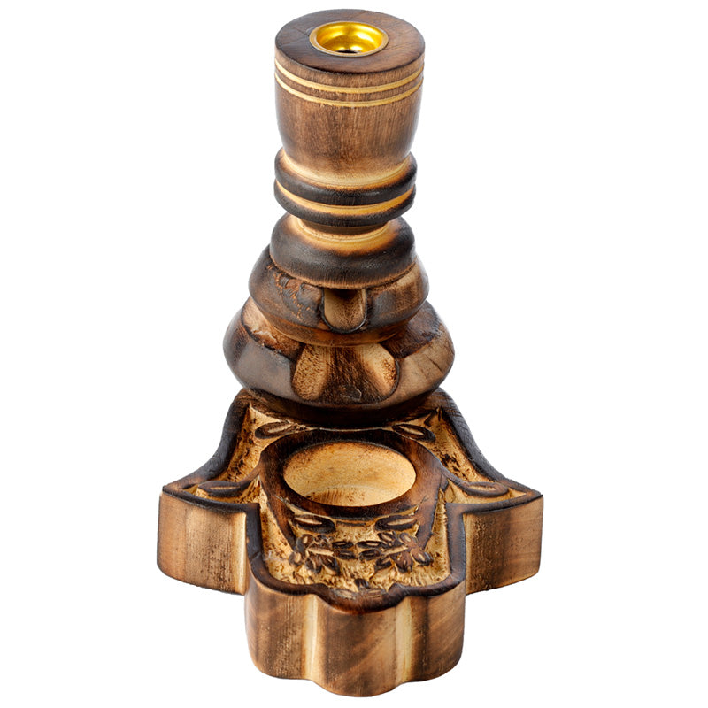 View Garden Carved Mango Wood Backflow Incense Burner Hamsa information