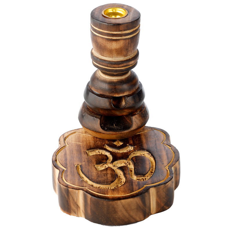 View Carved Om Mango Wood Backflow Incense Burner information