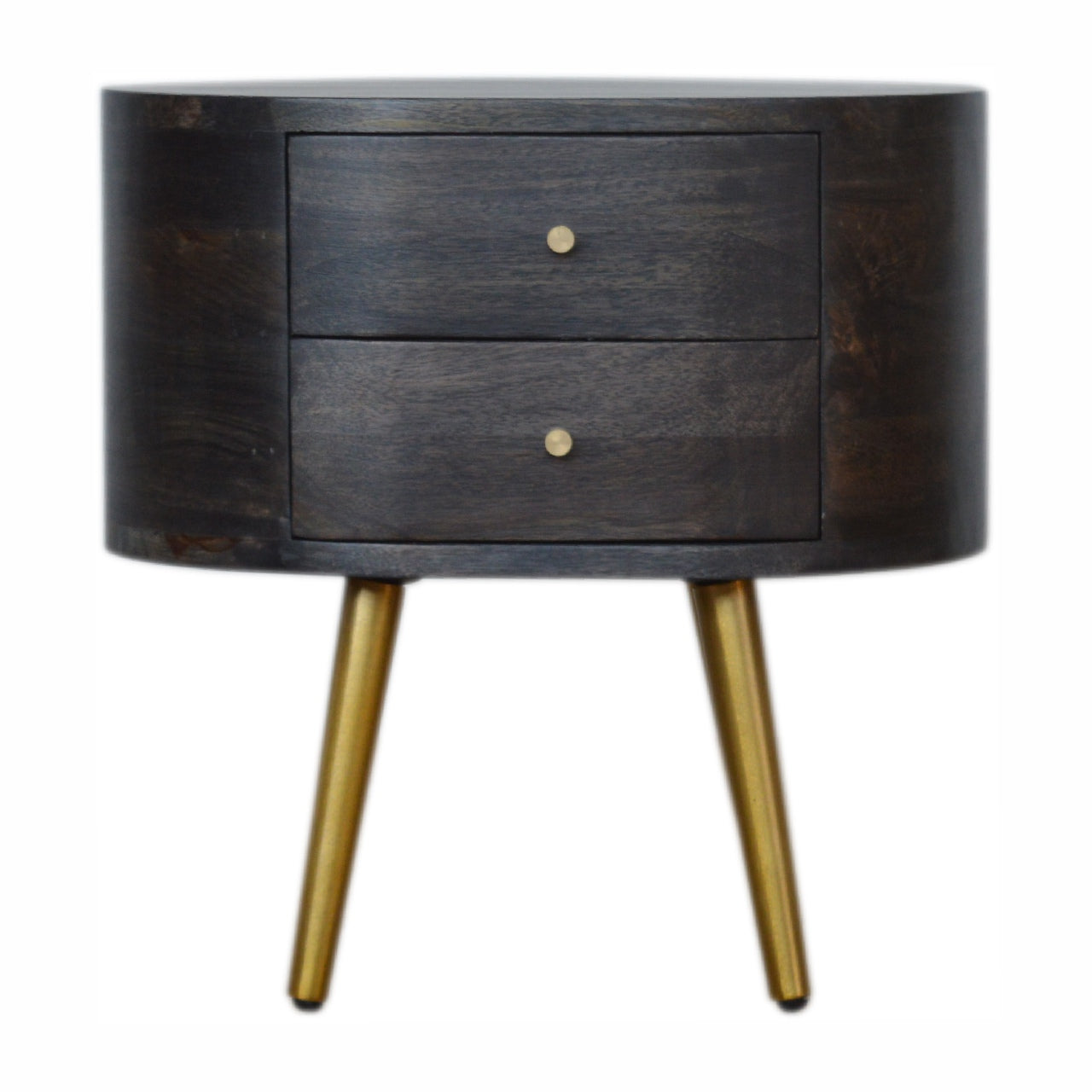 View Ash Black Bedside with Brass Legs information