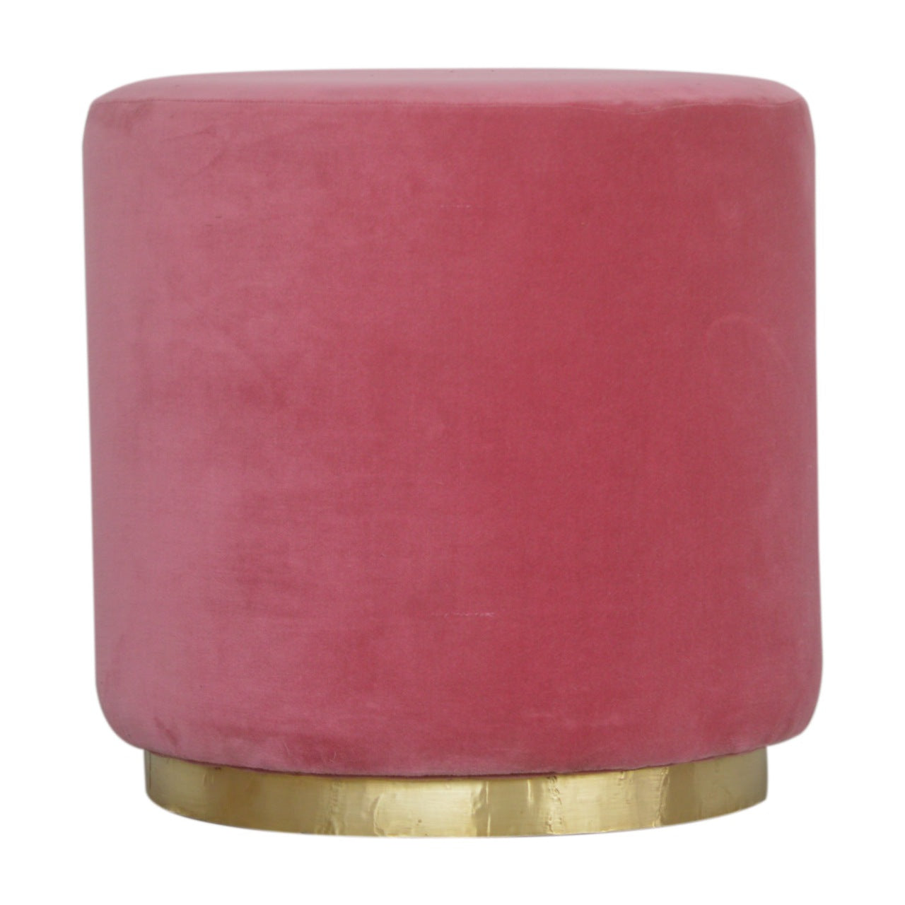 View Large Pink Velvet Footstool with Gold Base information