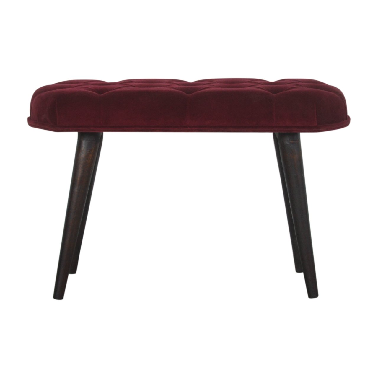 View Wine Red Velvet Deep Button Bench information