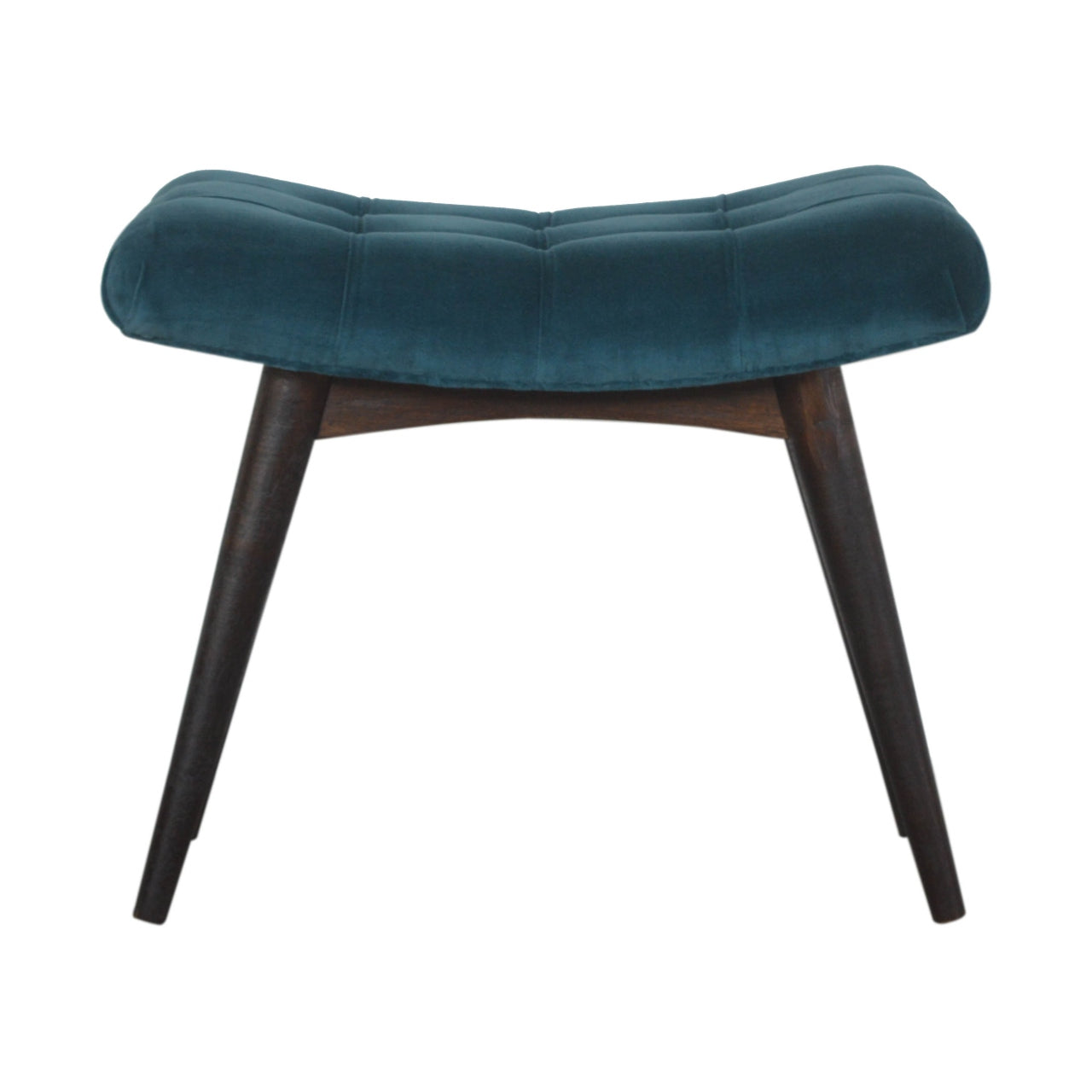 View Teal Cotton Velvet Curved Bench information