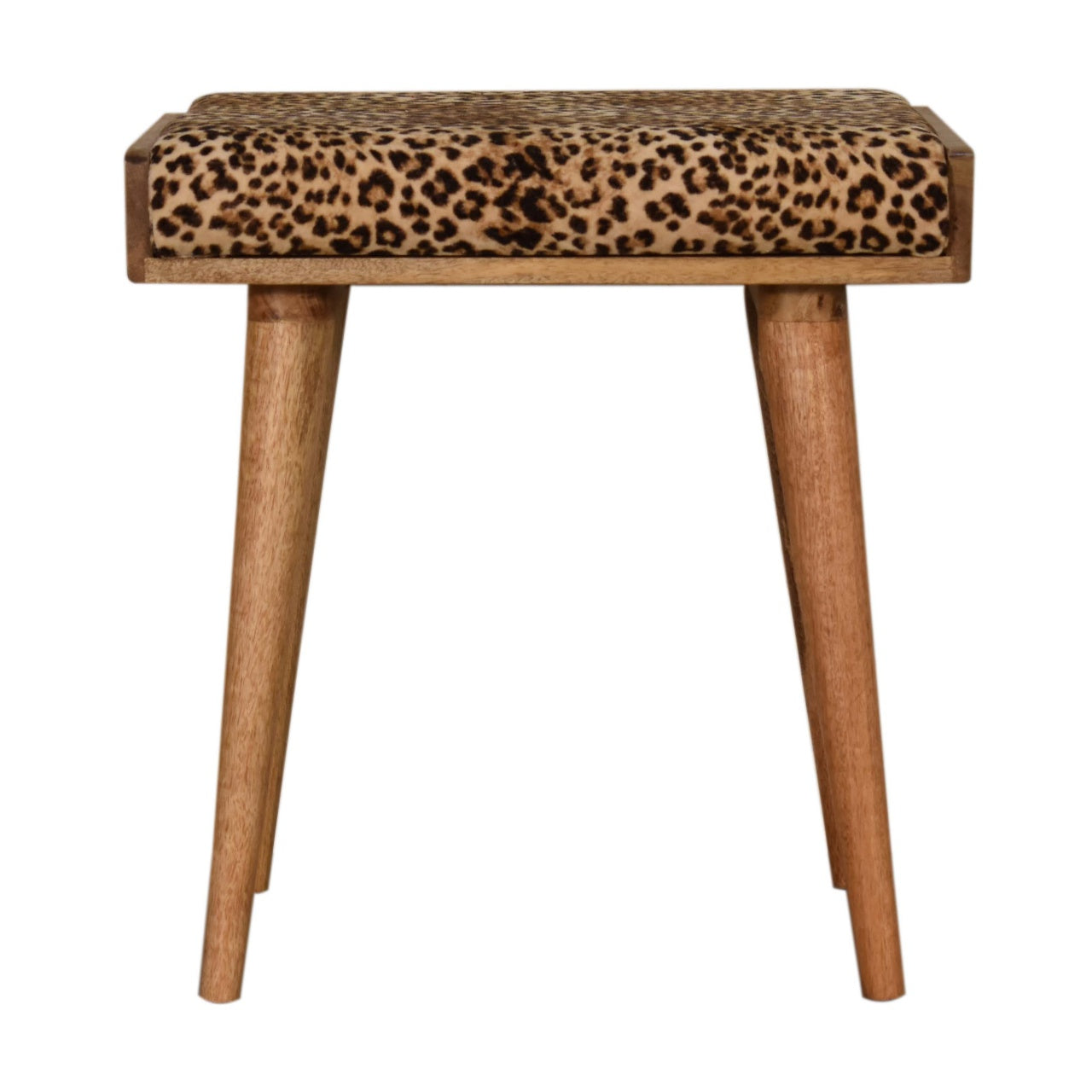 View Leopard Velvet Tray Style Footstool information