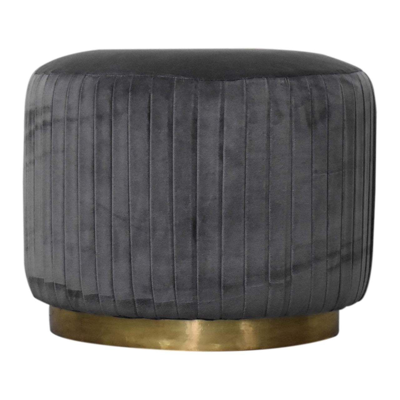 View Grey Velvet Pleated Footstool information