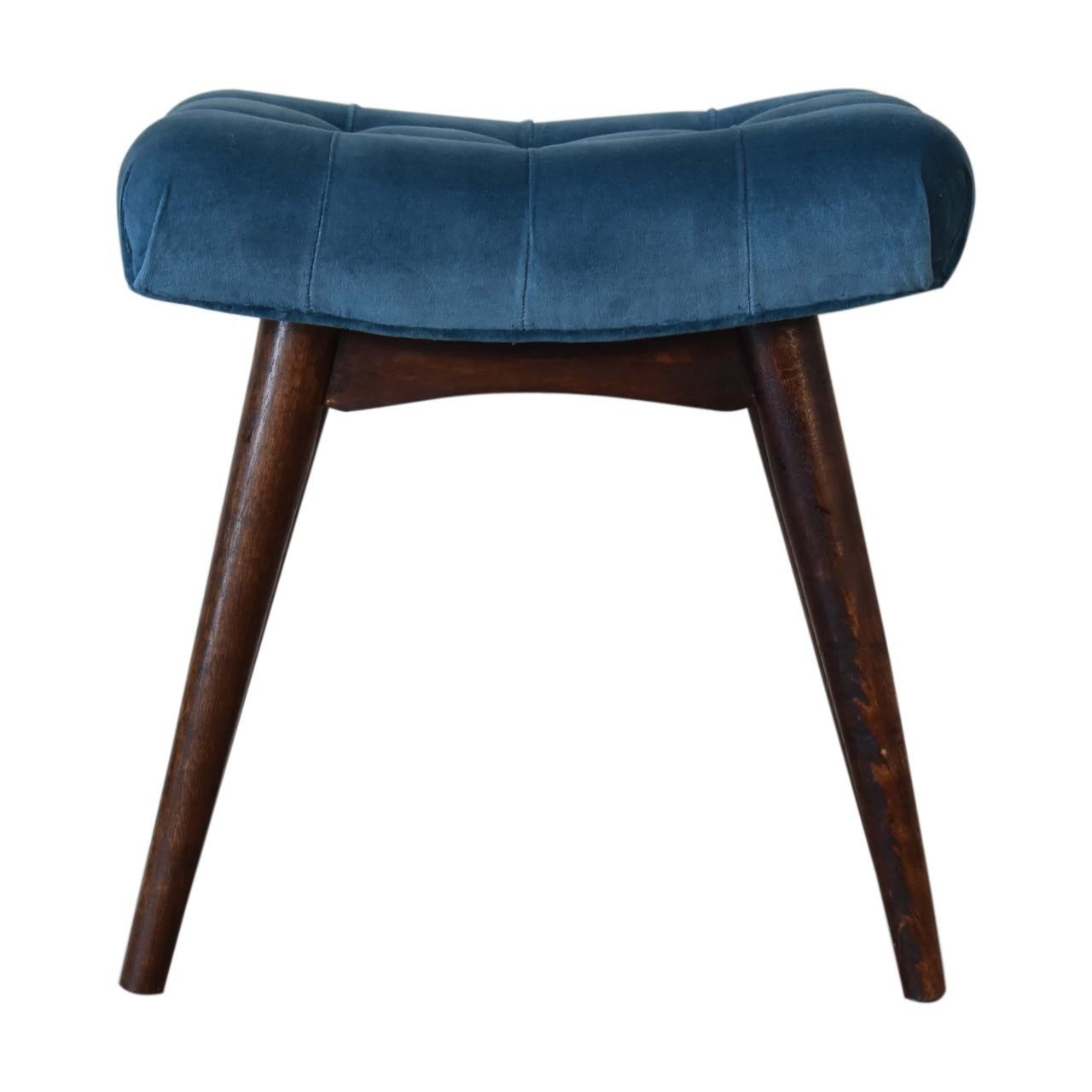 View Mini Teal Cotton Velvet Curved Bench information