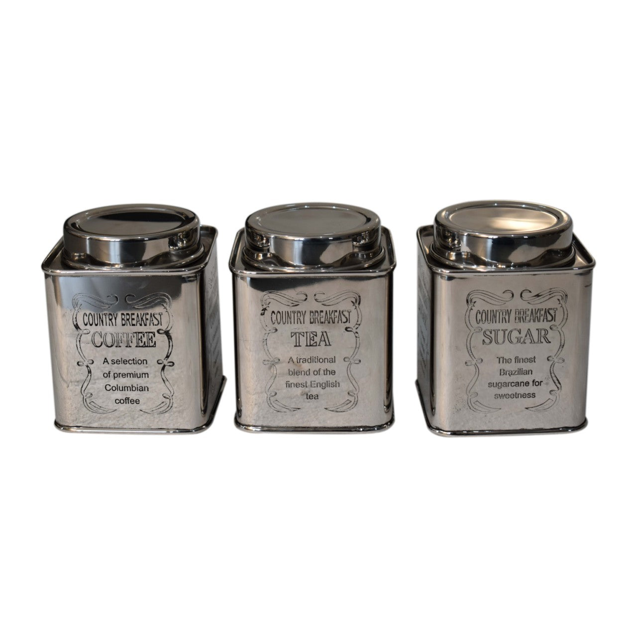 View Chrome Sugar Tea and Coffee Square Storage Set of 3 information