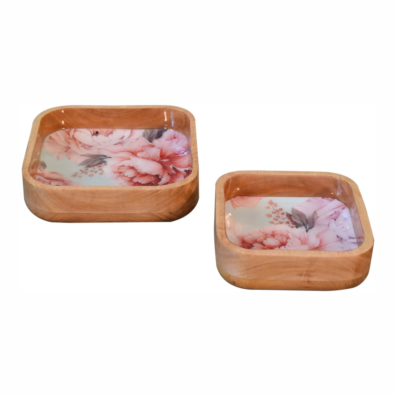View Pink Floral Square Bowl Set of 2 information