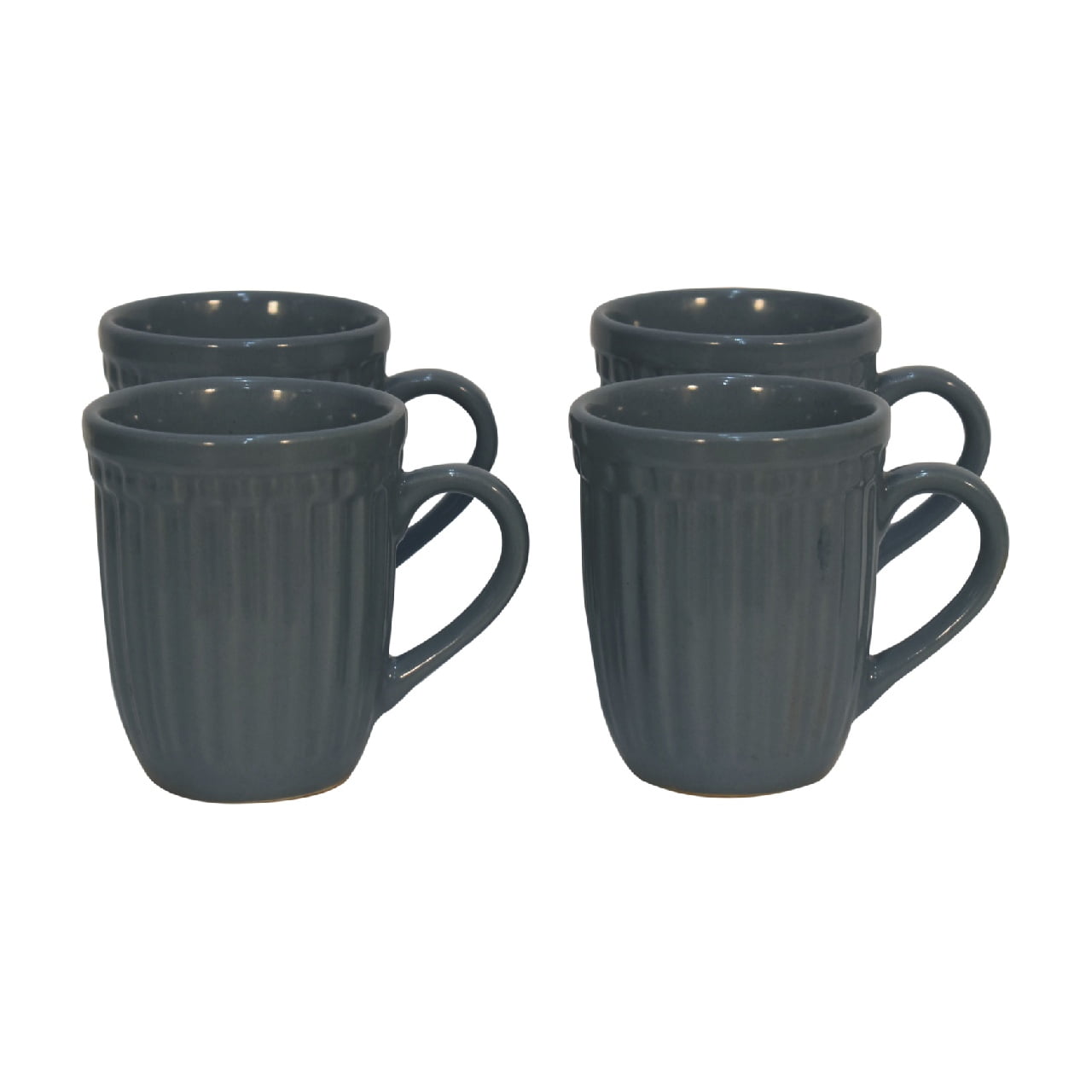 View Charcoal Grey Ribbed Mug Set of 4 information