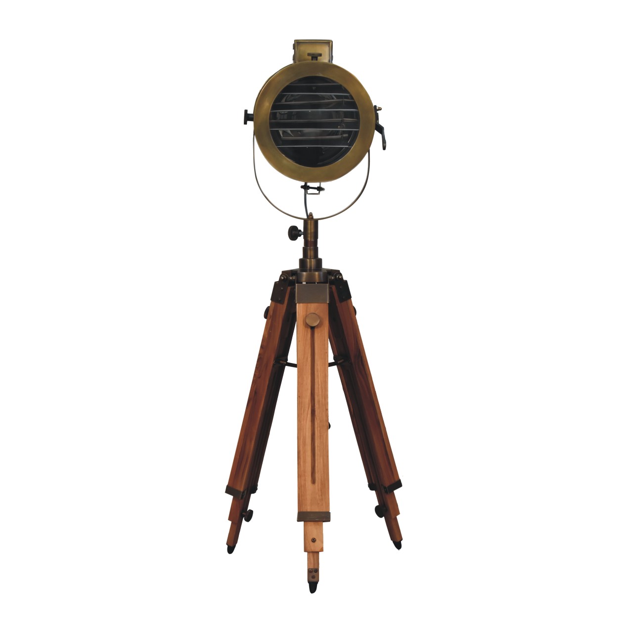 View Brass Antique Tripod Fold Spotlight Floor Lamp information