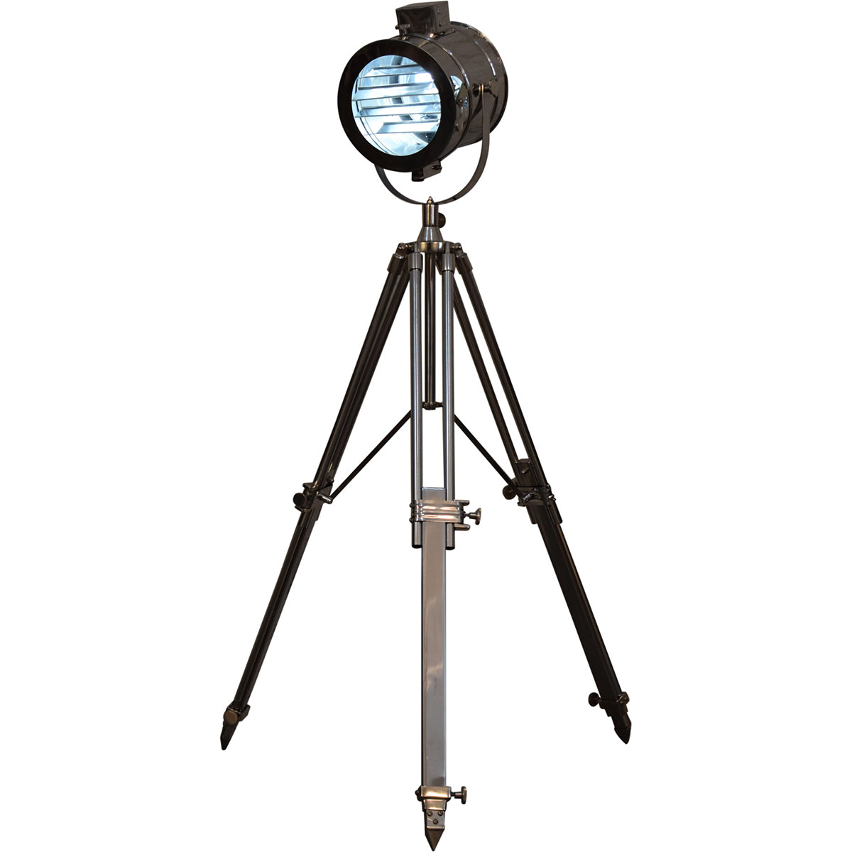 View Complete Chrome Tripod Fold Spotlight Floor Lamp information