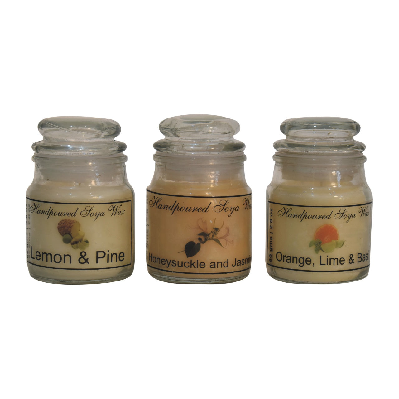 View Hourglass Candle Set of 3 Lemon Pine Honeysuckle Jasmine and Orange Lime Basil information