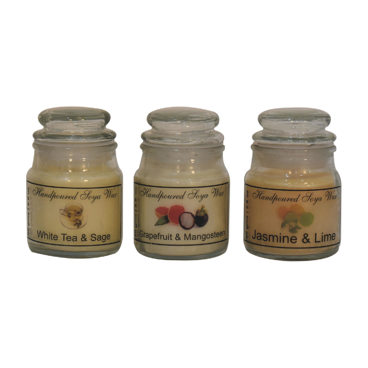 View Hourglass Candle Set of 3 White Tea Sage Grapefruit Mangosteen Jasmine Lime information