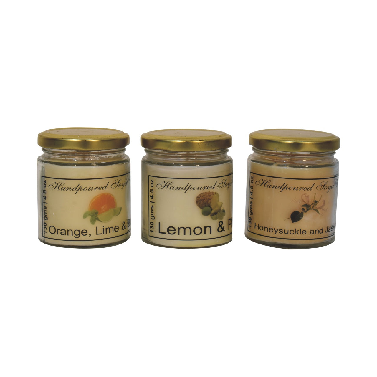 View Candle Gift Set of 3 Orange Lime Basil Lemon Pine Honeysuckle Jasmine information