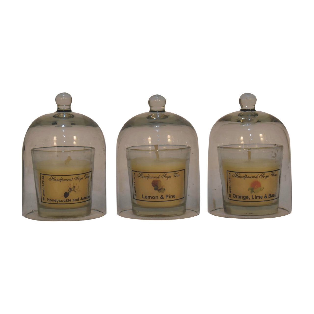 View Round Candle Set of 3 Orange Lime Basil Honeysuckle Jasmine Lemon Pine information