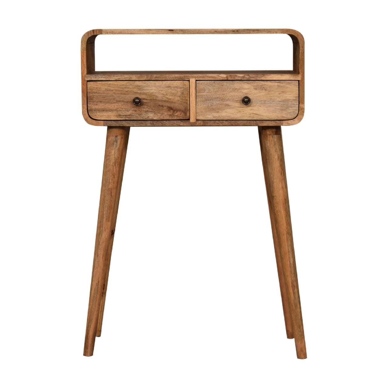 View Mini Curved Oakish Console Table information