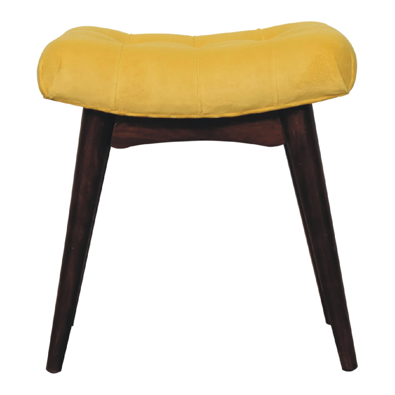 View Mini Mustard Cotton Velvet Curved Bench information