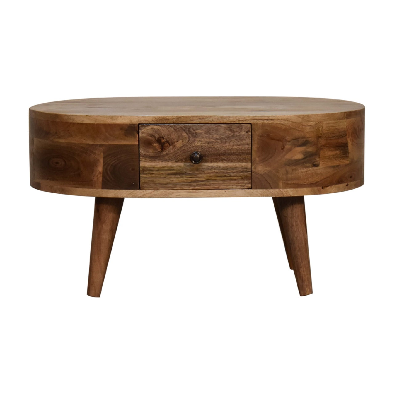 View Mini Oakish Rounded Coffee Table information