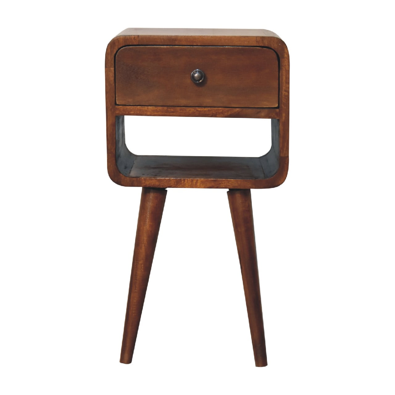 View Mini Chestnut Curved Bedside with Lower Slot information