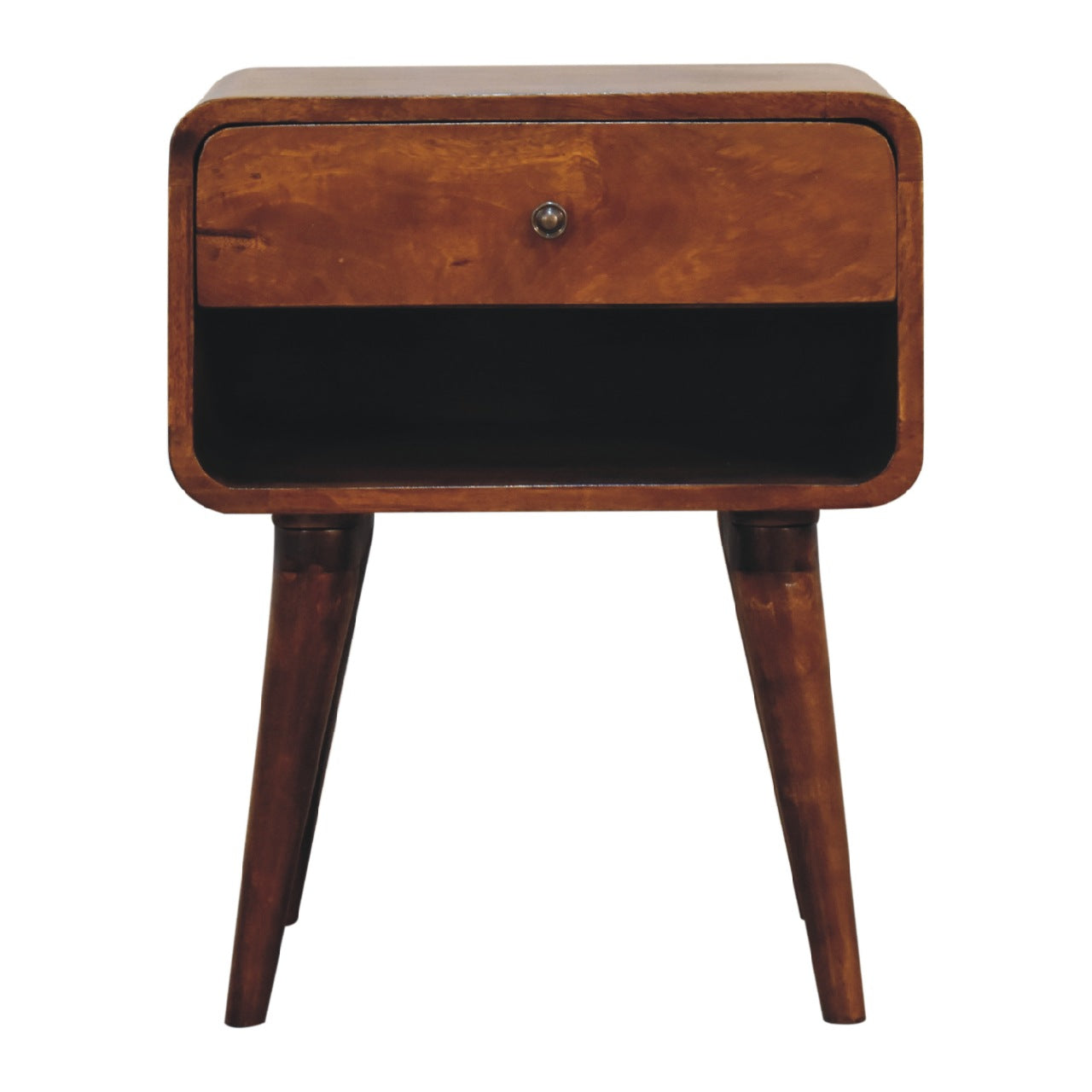 View Curved Chestnut Bedside with Open Slot information