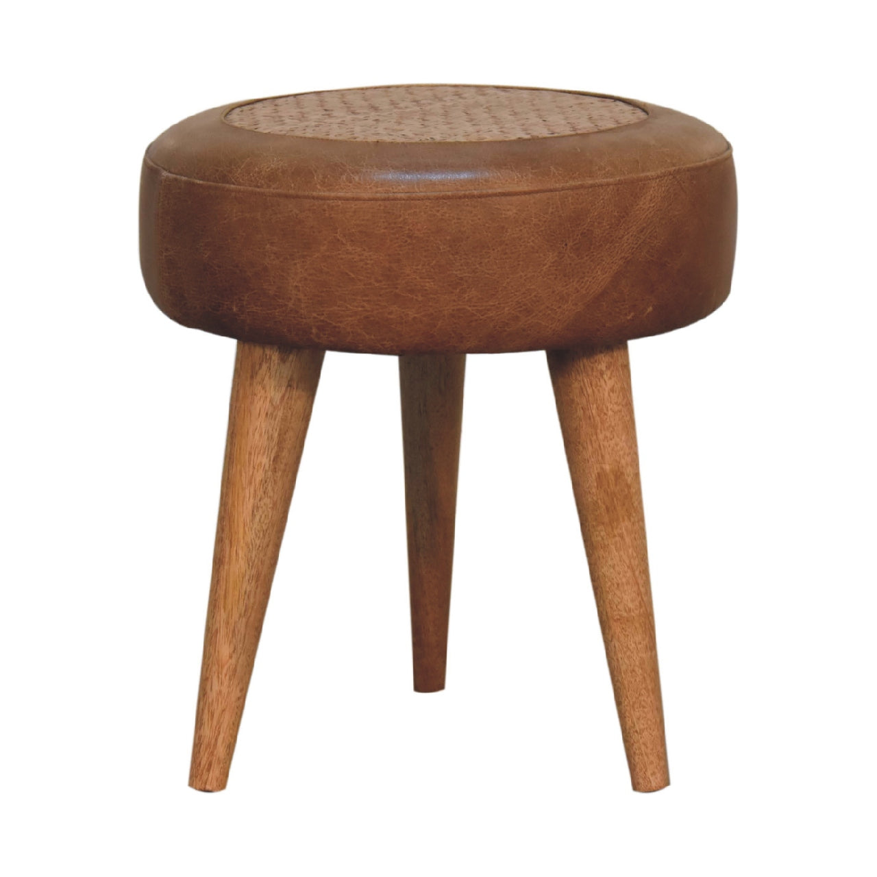 View Seagrass Buffalo Hide Round Nordic Footstool information