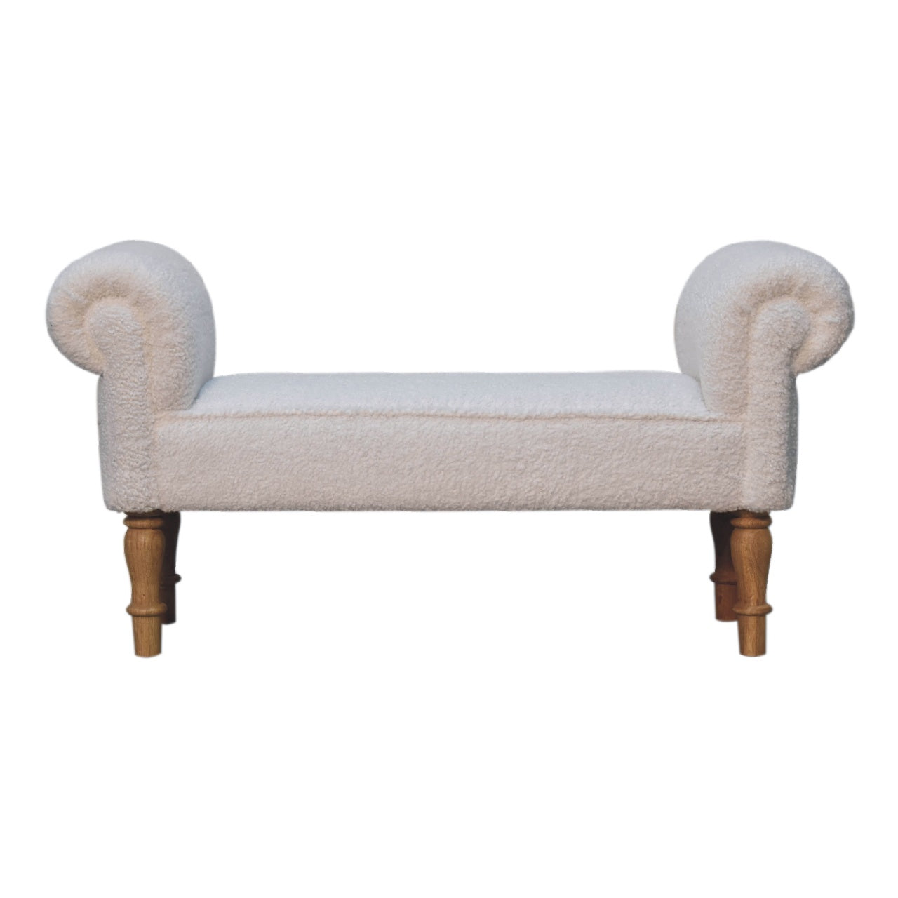 View White Boucle Bedroom Bench information