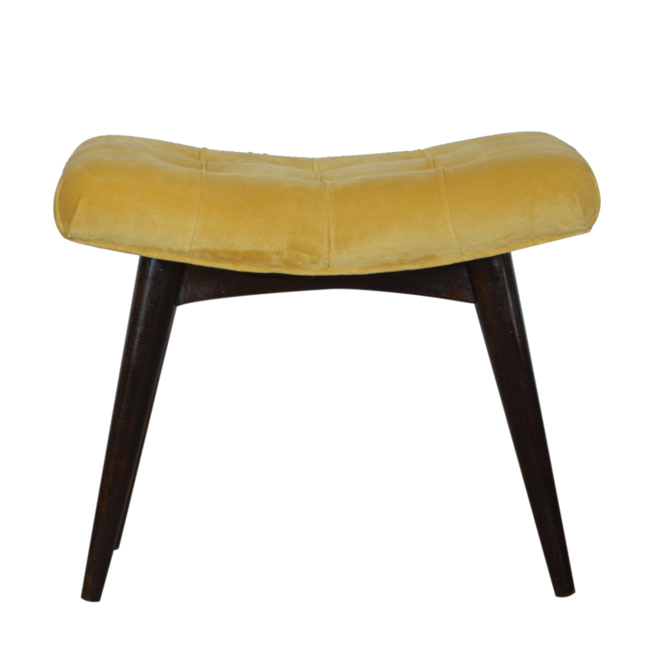 View Mustard Cotton Velvet Curved Bench information