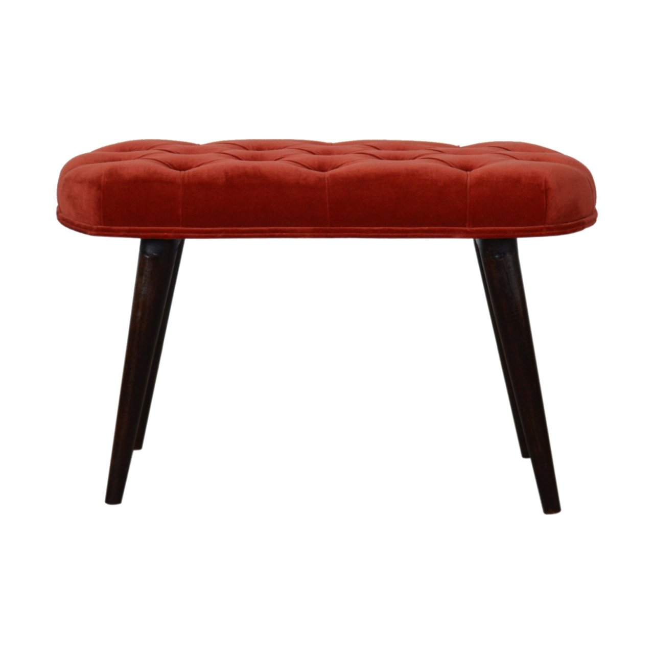 View Brick Red Cotton Velvet Deep Button Bench information