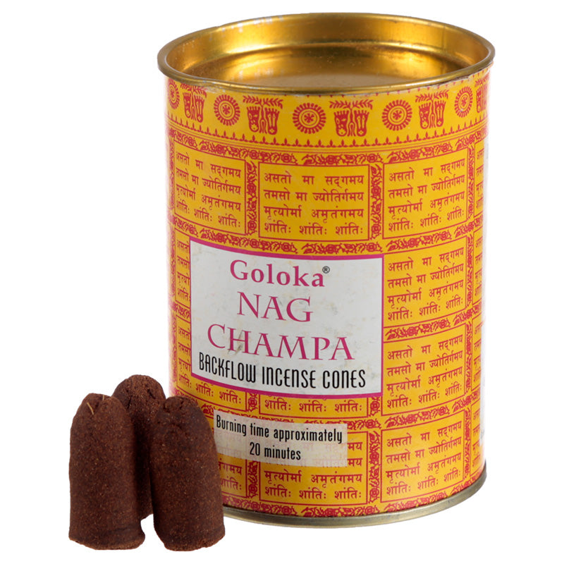 View Goloka Backflow Incense Cones Nag Champa information