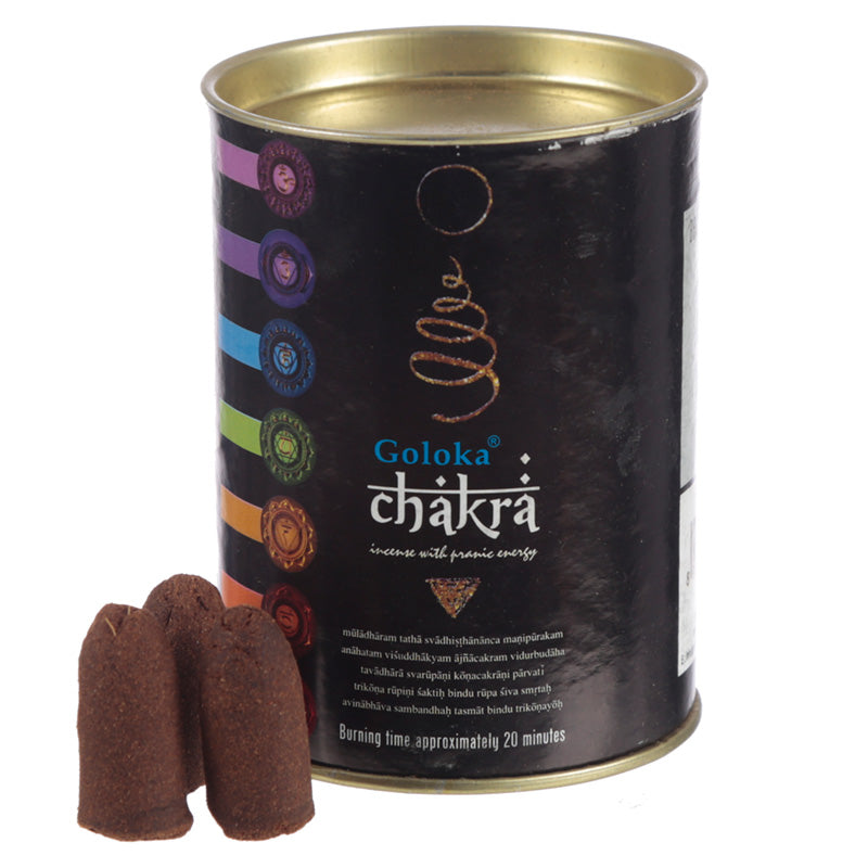 View 6x Goloka Backflow Incense Cones Chakra information