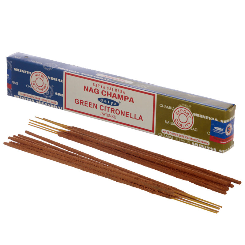View 12x Satya Incense Sticks Nag Champa Green Citronella information