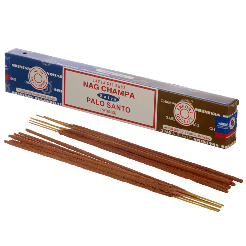 View 12x Satya Incense Sticks Nag Champa Palo Santo information