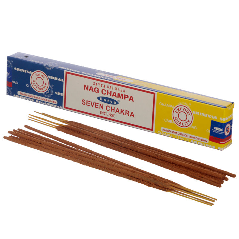 View 12x Satya Incense Sticks Nag Champa Seven Chakra information